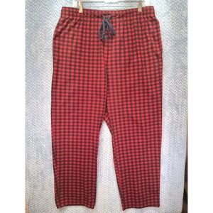 Nautica Mens Red Black Buffalo Plaid Pajama Pants Sleepwear Lounge Large